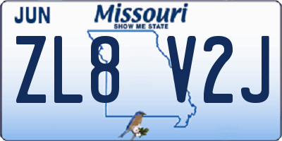 MO license plate ZL8V2J