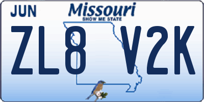 MO license plate ZL8V2K