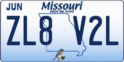 MO license plate ZL8V2L