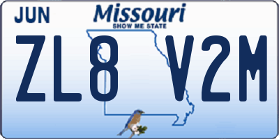 MO license plate ZL8V2M