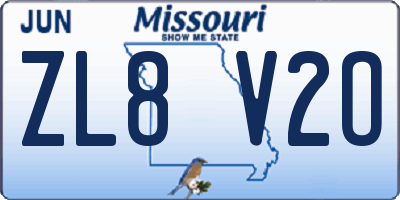 MO license plate ZL8V2O