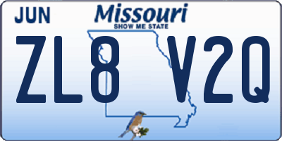 MO license plate ZL8V2Q