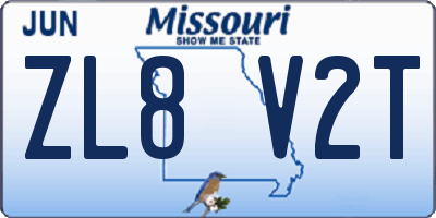 MO license plate ZL8V2T