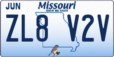 MO license plate ZL8V2V