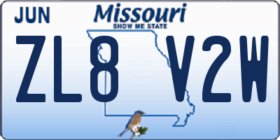 MO license plate ZL8V2W