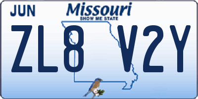MO license plate ZL8V2Y