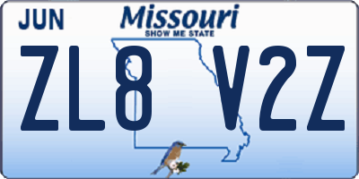 MO license plate ZL8V2Z