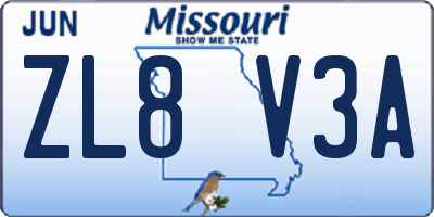 MO license plate ZL8V3A