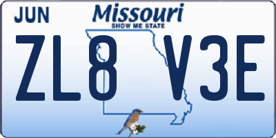 MO license plate ZL8V3E