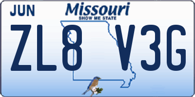 MO license plate ZL8V3G