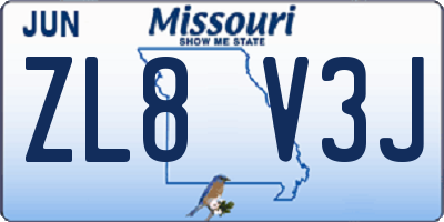 MO license plate ZL8V3J