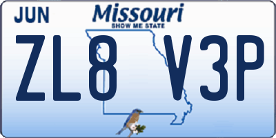 MO license plate ZL8V3P