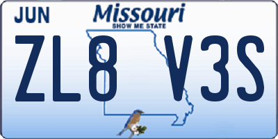 MO license plate ZL8V3S
