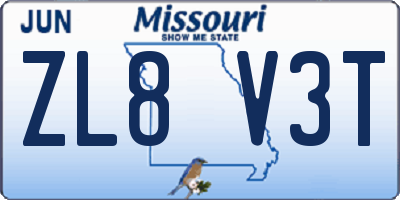 MO license plate ZL8V3T