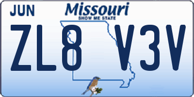 MO license plate ZL8V3V