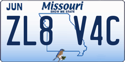 MO license plate ZL8V4C