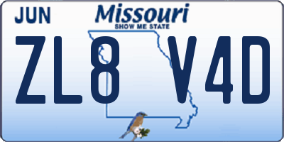 MO license plate ZL8V4D