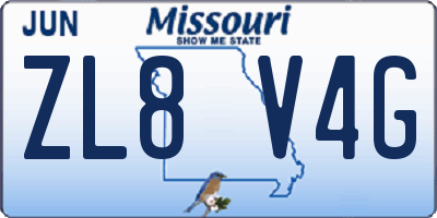 MO license plate ZL8V4G