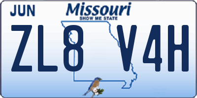 MO license plate ZL8V4H