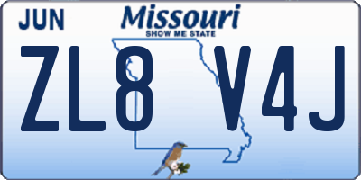MO license plate ZL8V4J