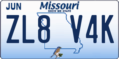 MO license plate ZL8V4K