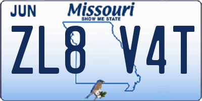 MO license plate ZL8V4T