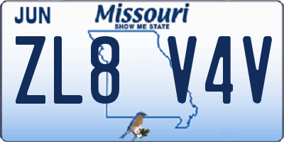 MO license plate ZL8V4V