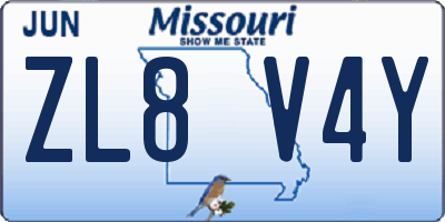 MO license plate ZL8V4Y