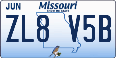 MO license plate ZL8V5B