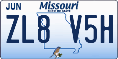 MO license plate ZL8V5H