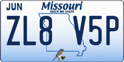 MO license plate ZL8V5P