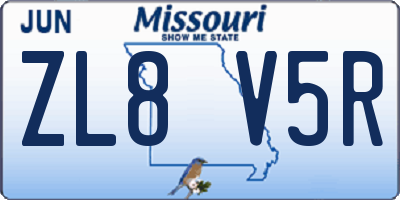 MO license plate ZL8V5R