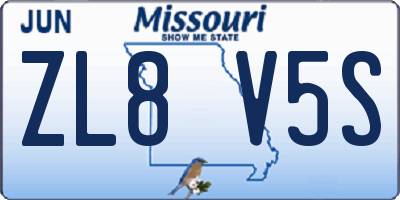 MO license plate ZL8V5S