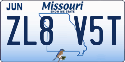 MO license plate ZL8V5T