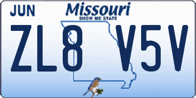 MO license plate ZL8V5V