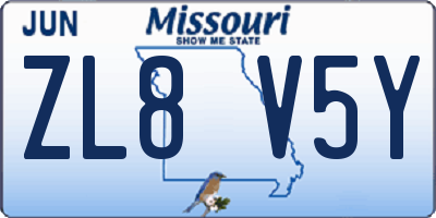MO license plate ZL8V5Y