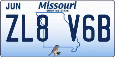 MO license plate ZL8V6B