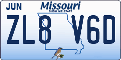 MO license plate ZL8V6D