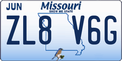 MO license plate ZL8V6G