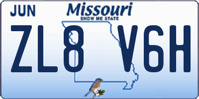 MO license plate ZL8V6H