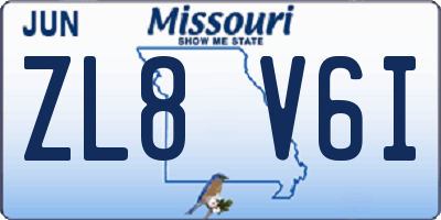 MO license plate ZL8V6I