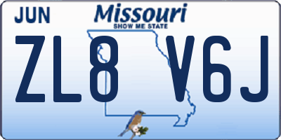 MO license plate ZL8V6J