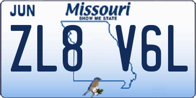 MO license plate ZL8V6L