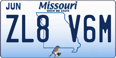 MO license plate ZL8V6M