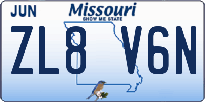 MO license plate ZL8V6N
