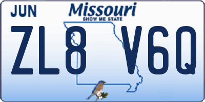 MO license plate ZL8V6Q