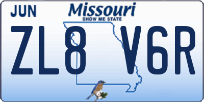 MO license plate ZL8V6R