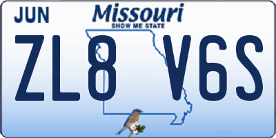 MO license plate ZL8V6S