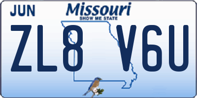 MO license plate ZL8V6U