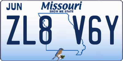 MO license plate ZL8V6Y